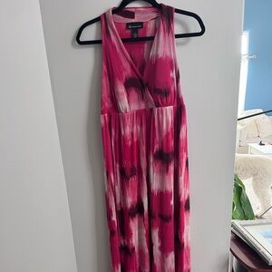INC International Concepts Pink and Black Maxi Dress, Size M
